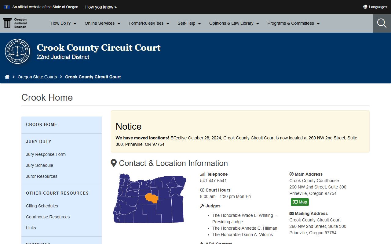 Crook County Circuit Court for divorce record searches