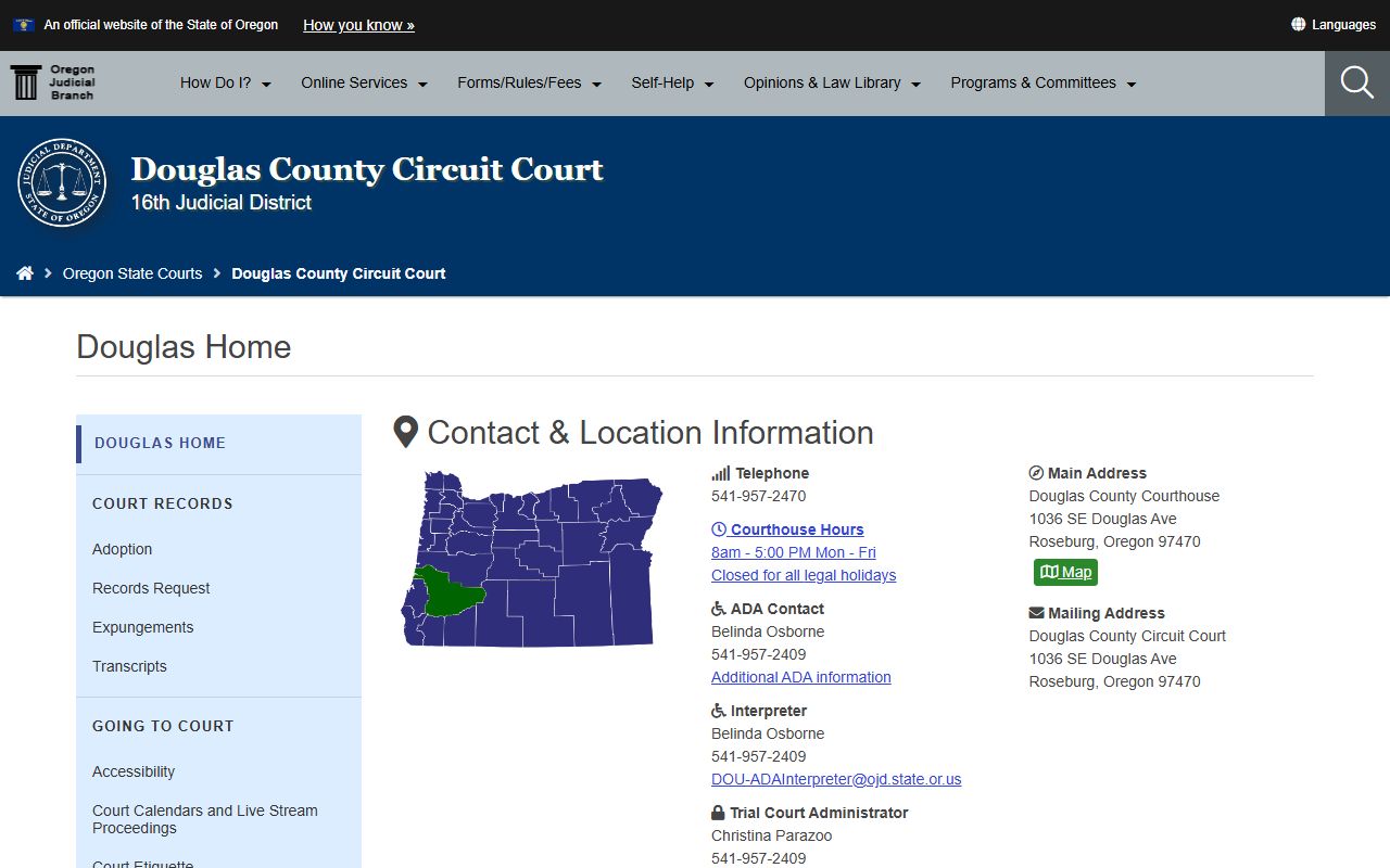Douglas County Circuit Court website for divorce records