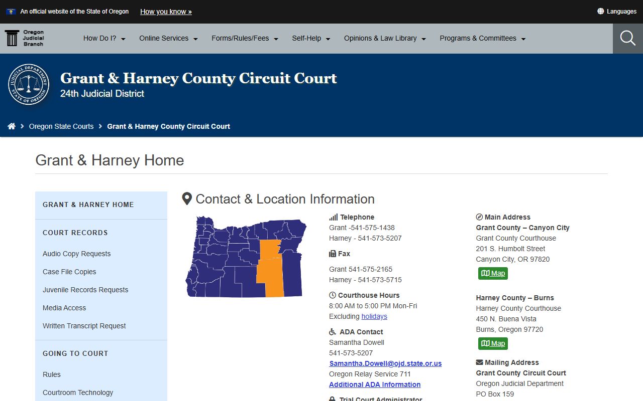 Grant County Circuit Court website for divorce records