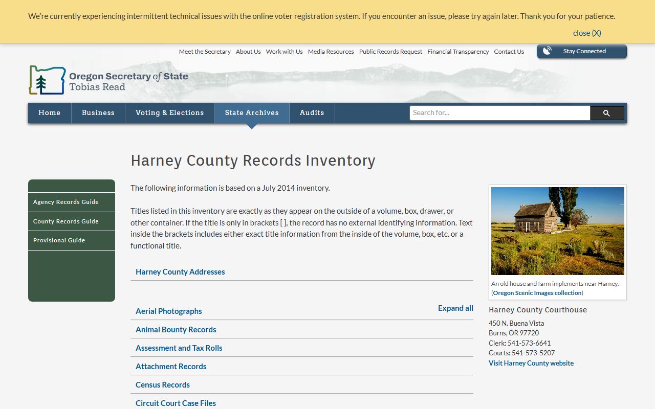 Harney County historical divorce records at Oregon State Archives