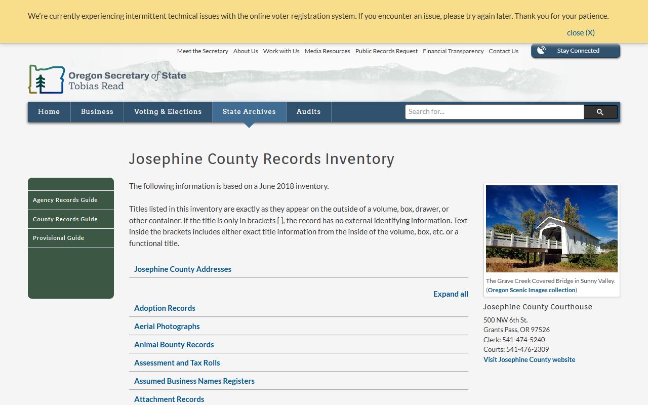 Josephine County historical records for divorce case research