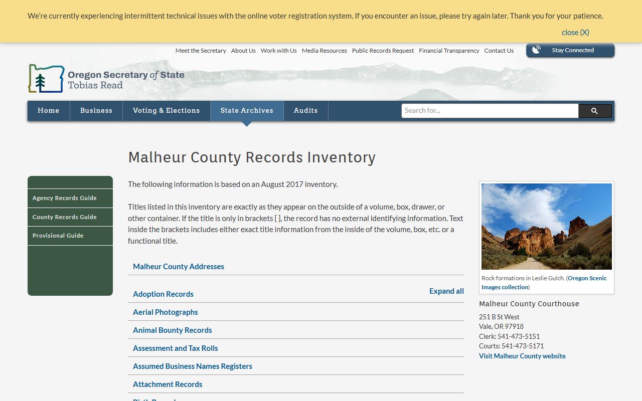 Malheur County historical divorce records at Oregon State Archives