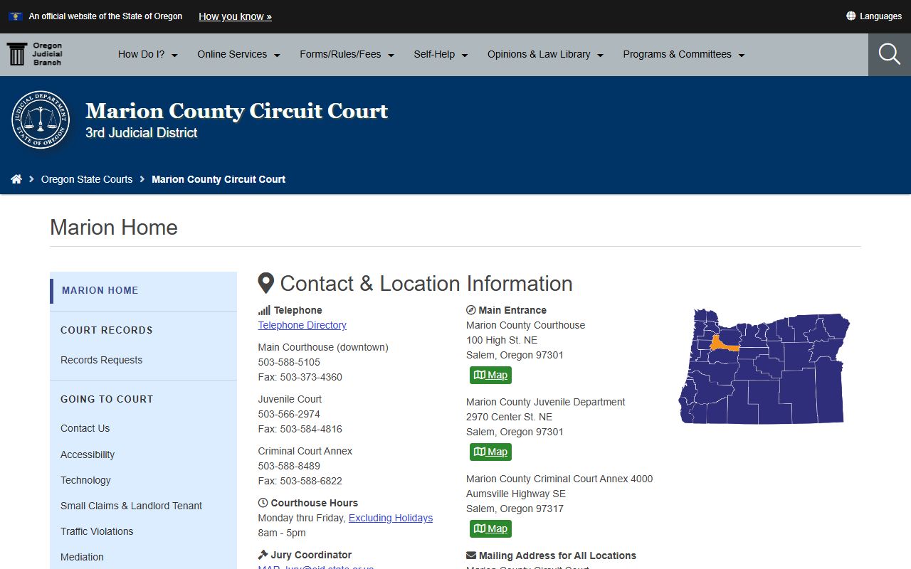 Marion County Circuit Court divorce records in Salem