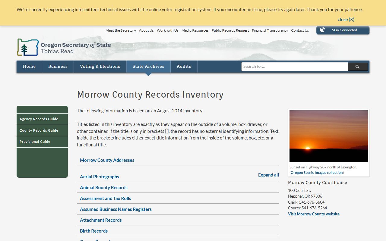 Morrow County historical divorce records at Oregon State Archives