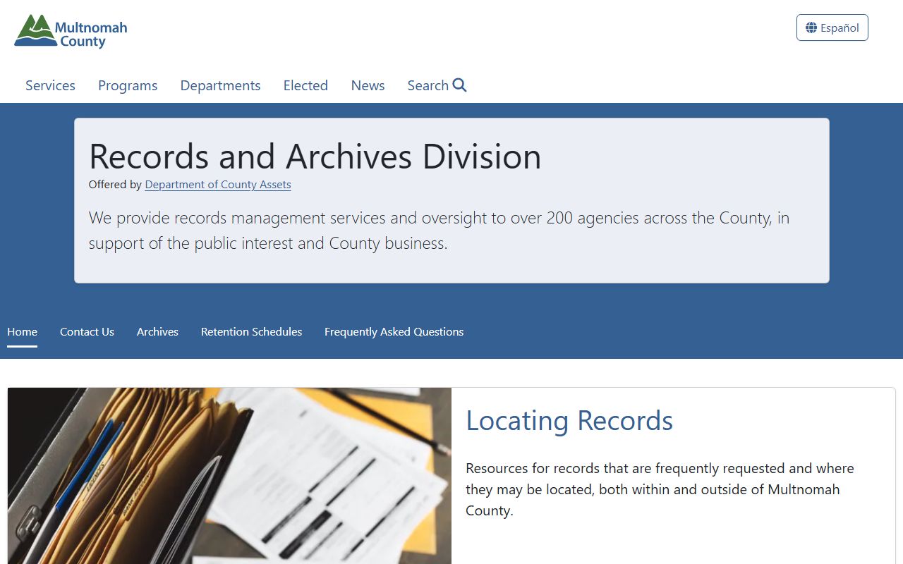 Multnomah County records and archives for divorce records