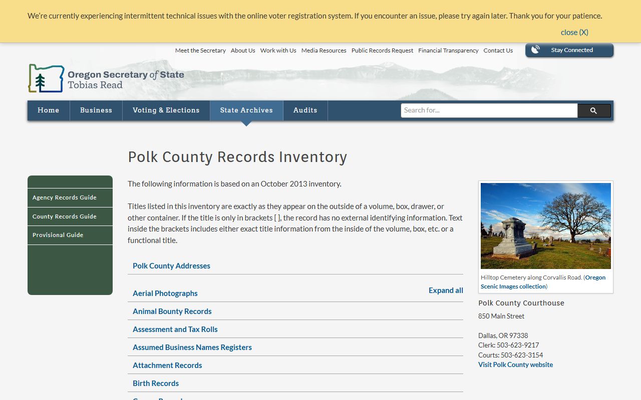 Polk County historical divorce records at Oregon State Archives