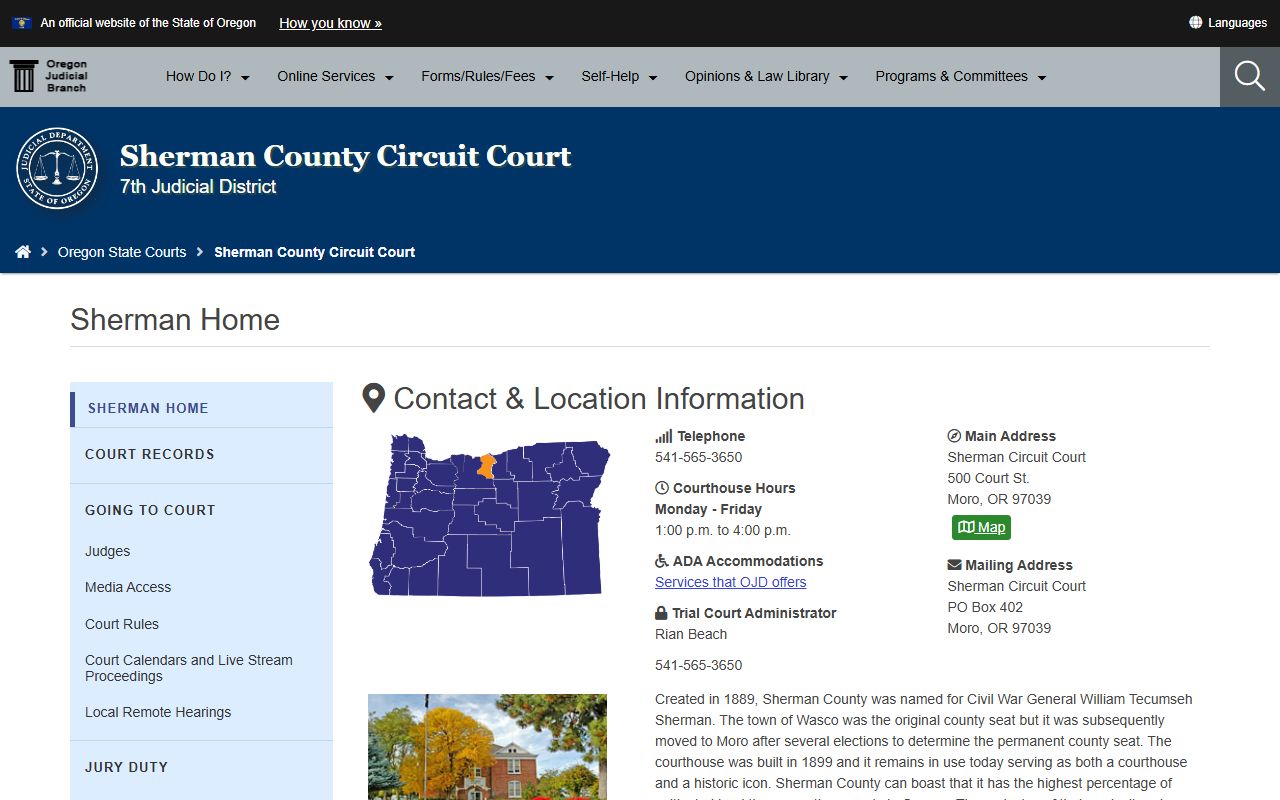 Sherman County Circuit Court divorce records in Moro