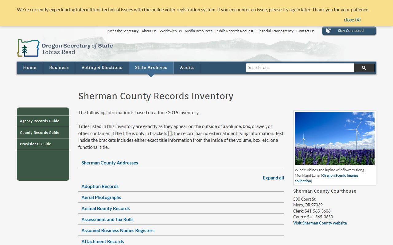 Sherman County historical divorce records at Oregon State Archives
