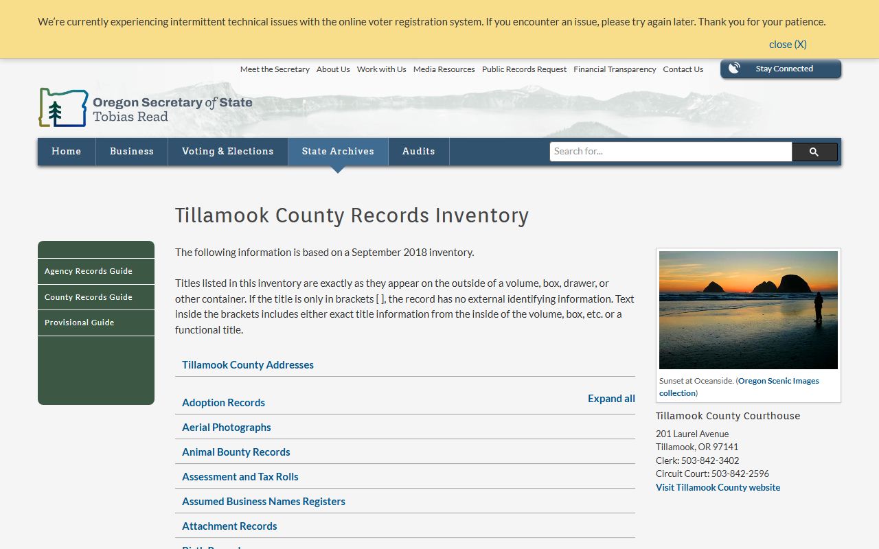 Tillamook County historical divorce records at Oregon State Archives