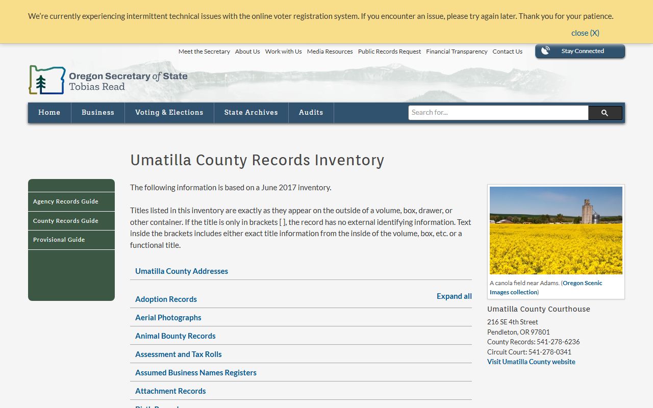 Umatilla County historical divorce records archive