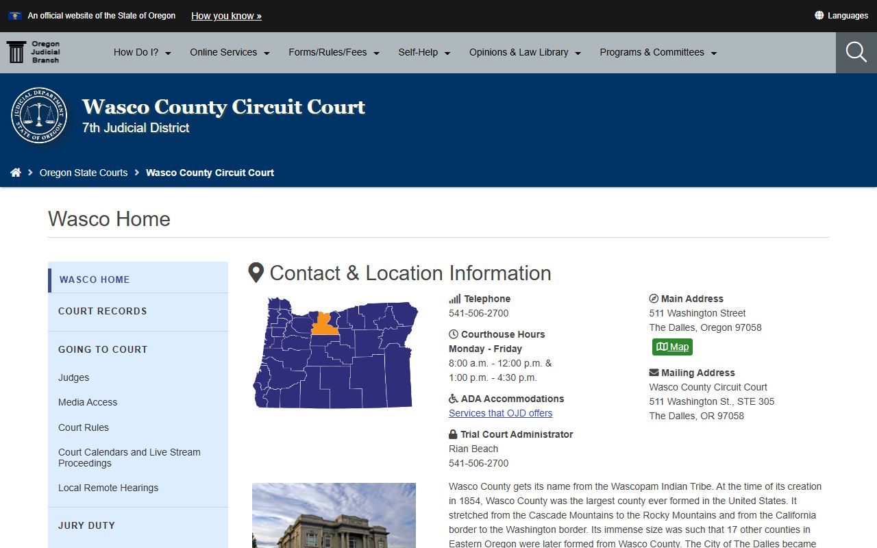 Wasco County Circuit Court divorce records