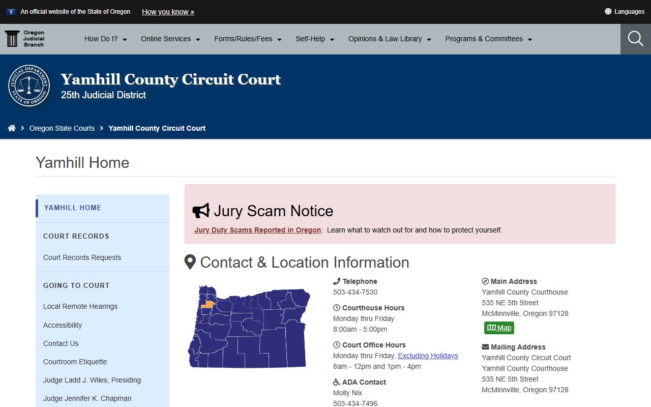 Yamhill County Circuit Court divorce records