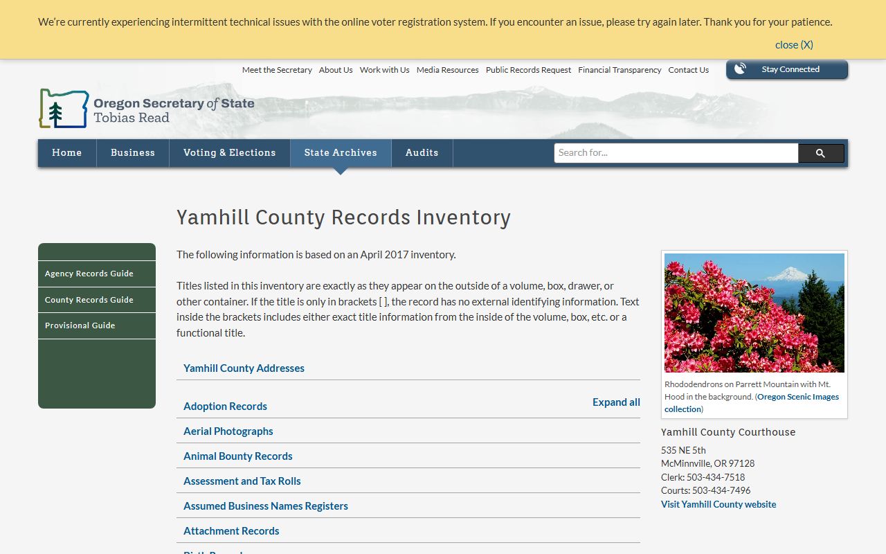 Yamhill County historical divorce records archive